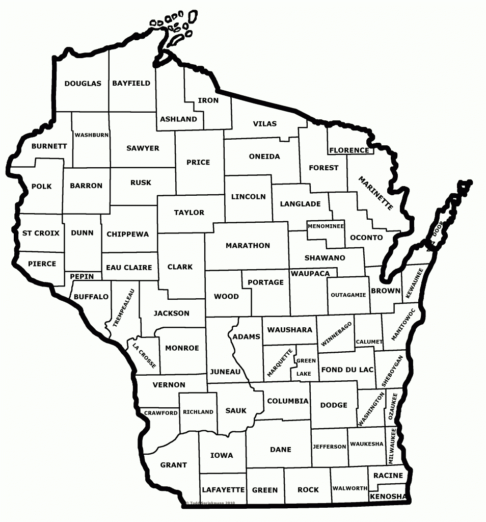 Wisconsin State Map With Counties Outline And Location Of Each Map Of 