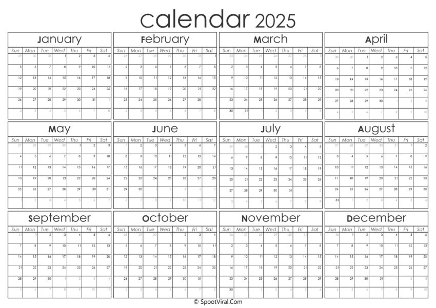 Yearly Calendar 2025 And 2025 Walid Sylvain
